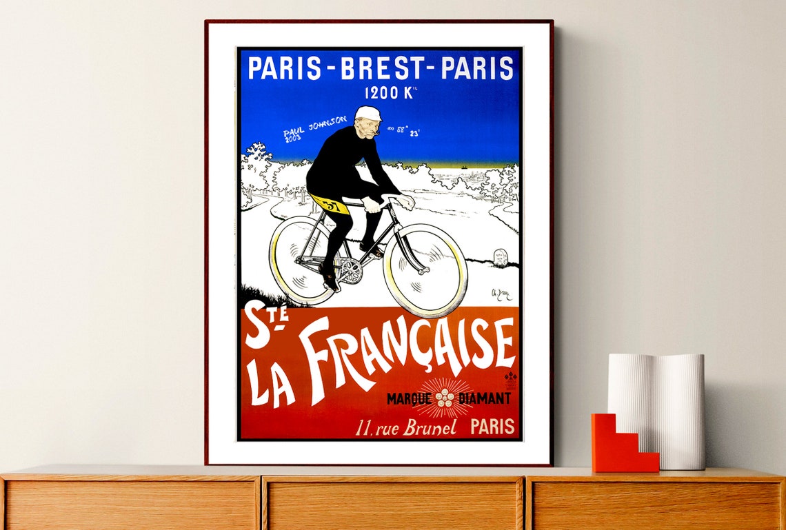 Paris Brest Paris 1200 K La Francaise Vintage Bicycle Race Poster