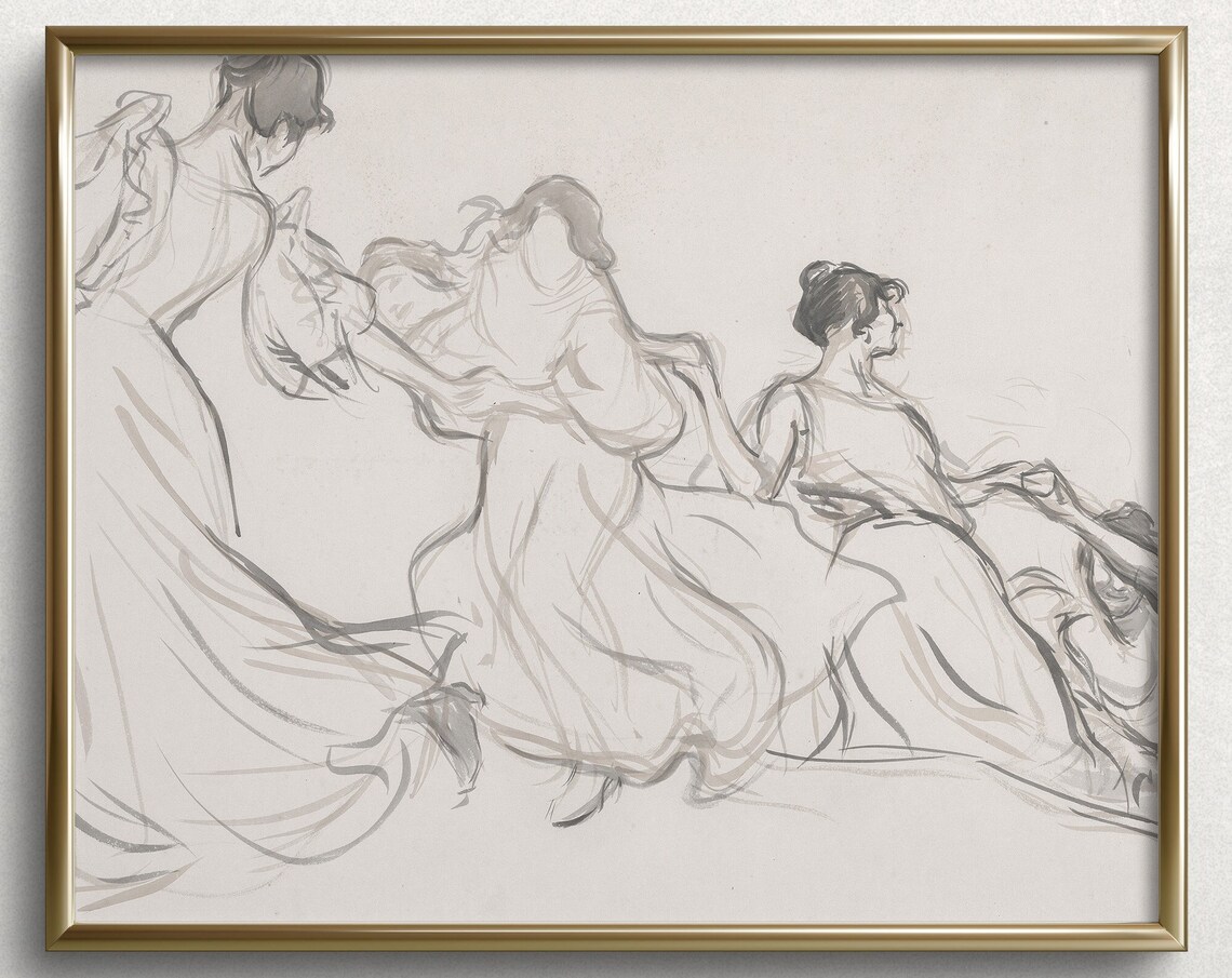 Daughters Vintage Sketch Family Tree Art Print