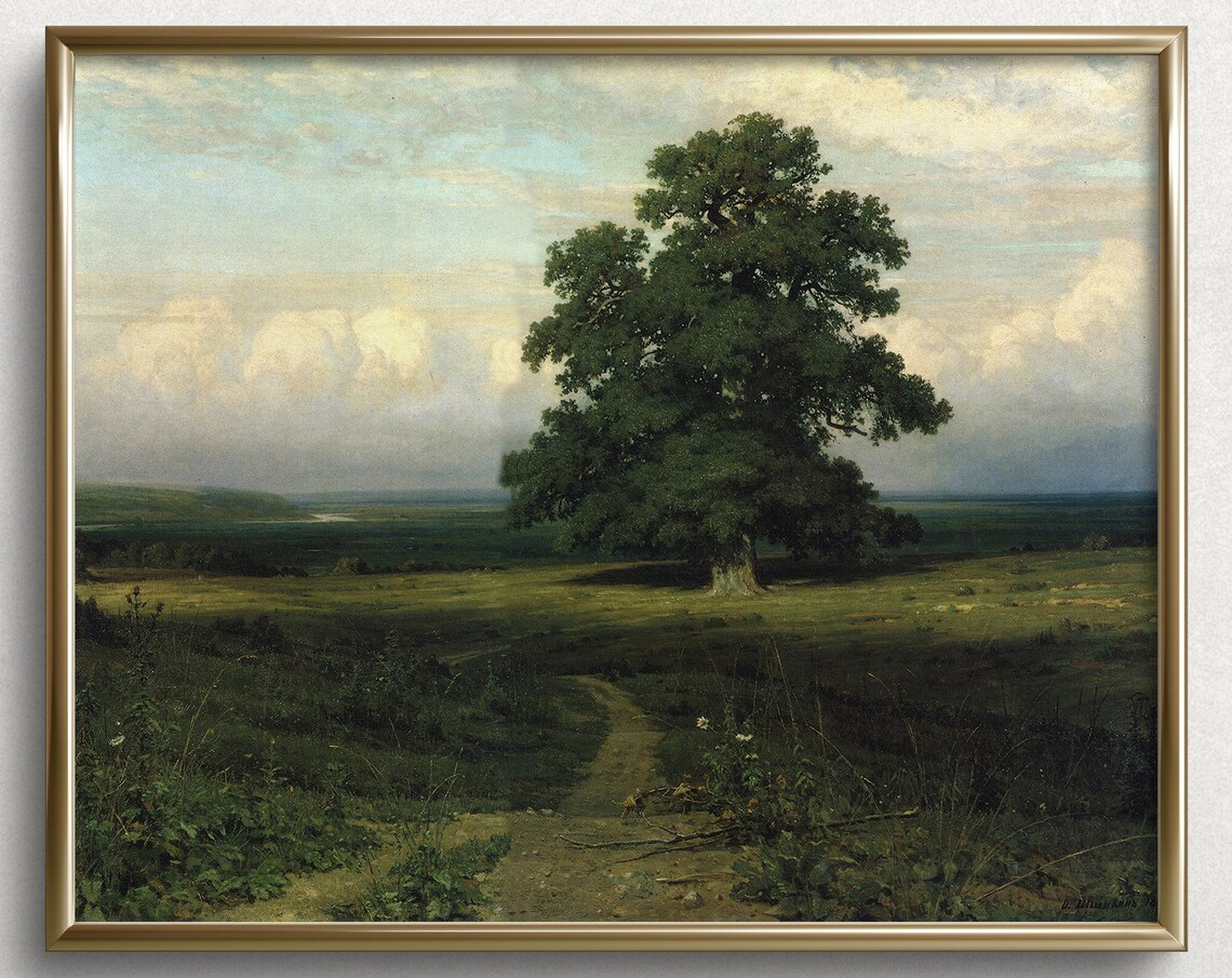 Lone Tree Moody Autumn Landscape Wall Art Print