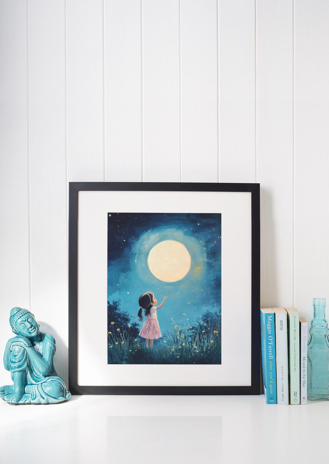 Girls Room Wall Decor Baby Room Decor Girl Baby Girl Nursery Cloud And Stars Man In The Moon Art Little Girls Room Decor - Image 3