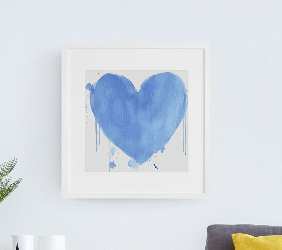 Heart Wall Art Bedroom Decor Teens Girls Room Decor Heart Print For Nursery Teenage Girl Decor Blue Wall Art Girly Wall Art