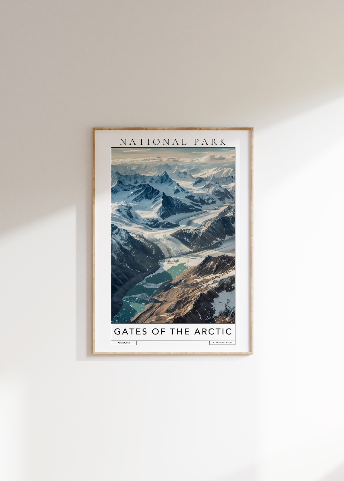 Gates Of The Arctic Alaska Snowy Mountain Glacier Aerial Travel Poster