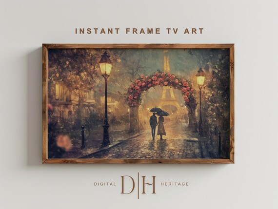 Valentines Day Frame Tv Art Vintage Moody Paris Scenery Oil Painting Love Art For Frame Tv