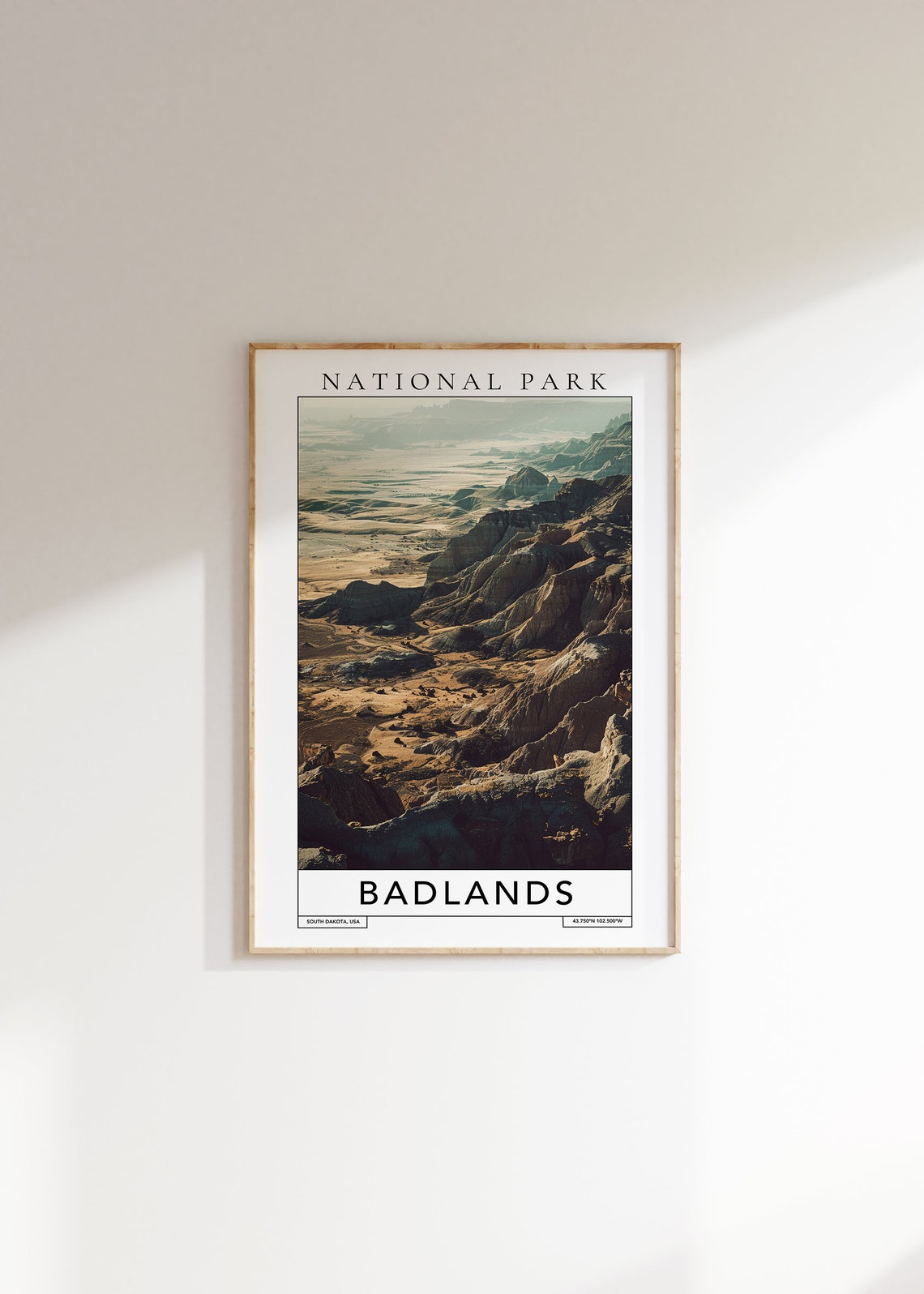 Badlands South Dakota Rugged Rock Formations Vintage Park Poster