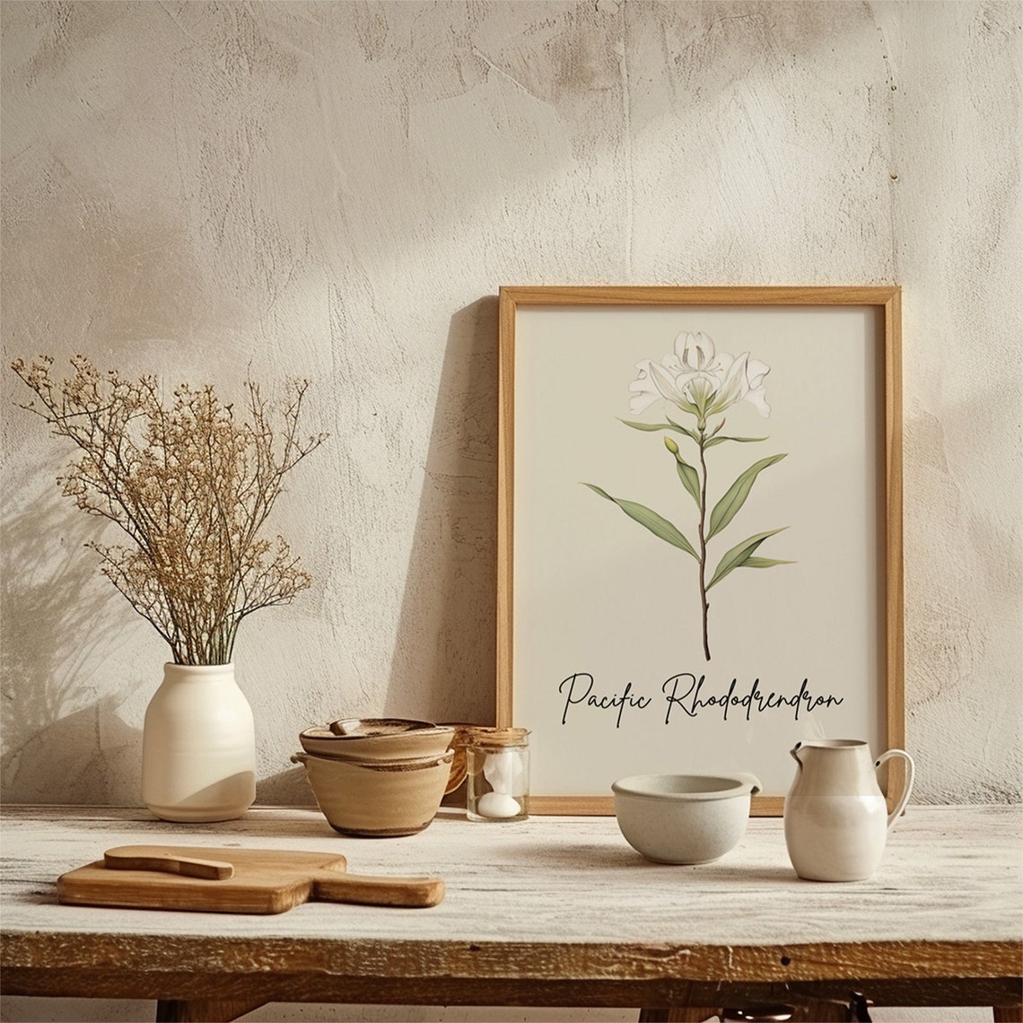 Pacific Rhododendron Watercolor Flower Minimalist Botanical Art Print - Image 2
