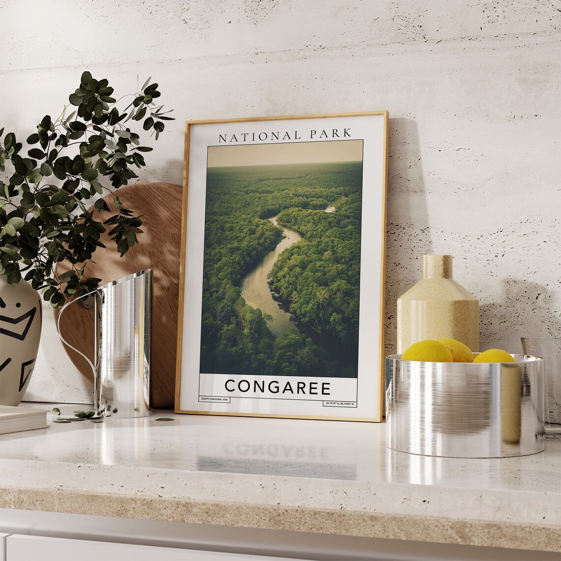 Congaree South Carolina Old Growth Forest River Aerial Park Poster - Image 3