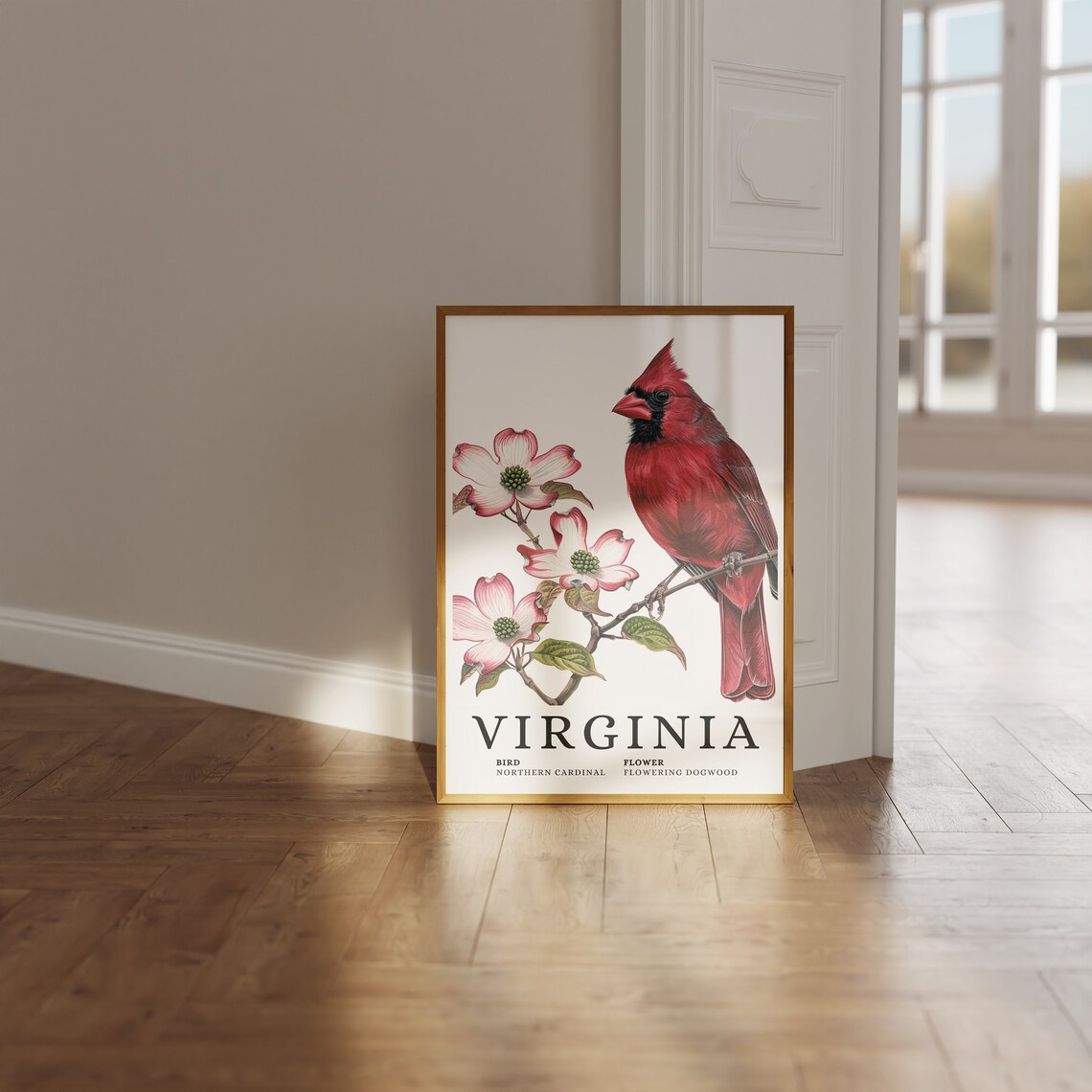 Virginia Northern Cardinal Flowering Dogwood Bird Flower Art Print - Image 3