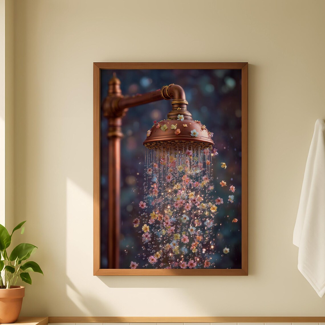 Floral Shower Bathroom Wall Art Print