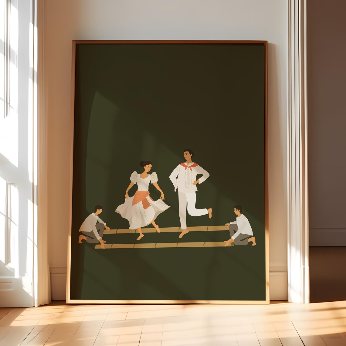 Filipino Tinikling Art Print, Traditional Folk Dance