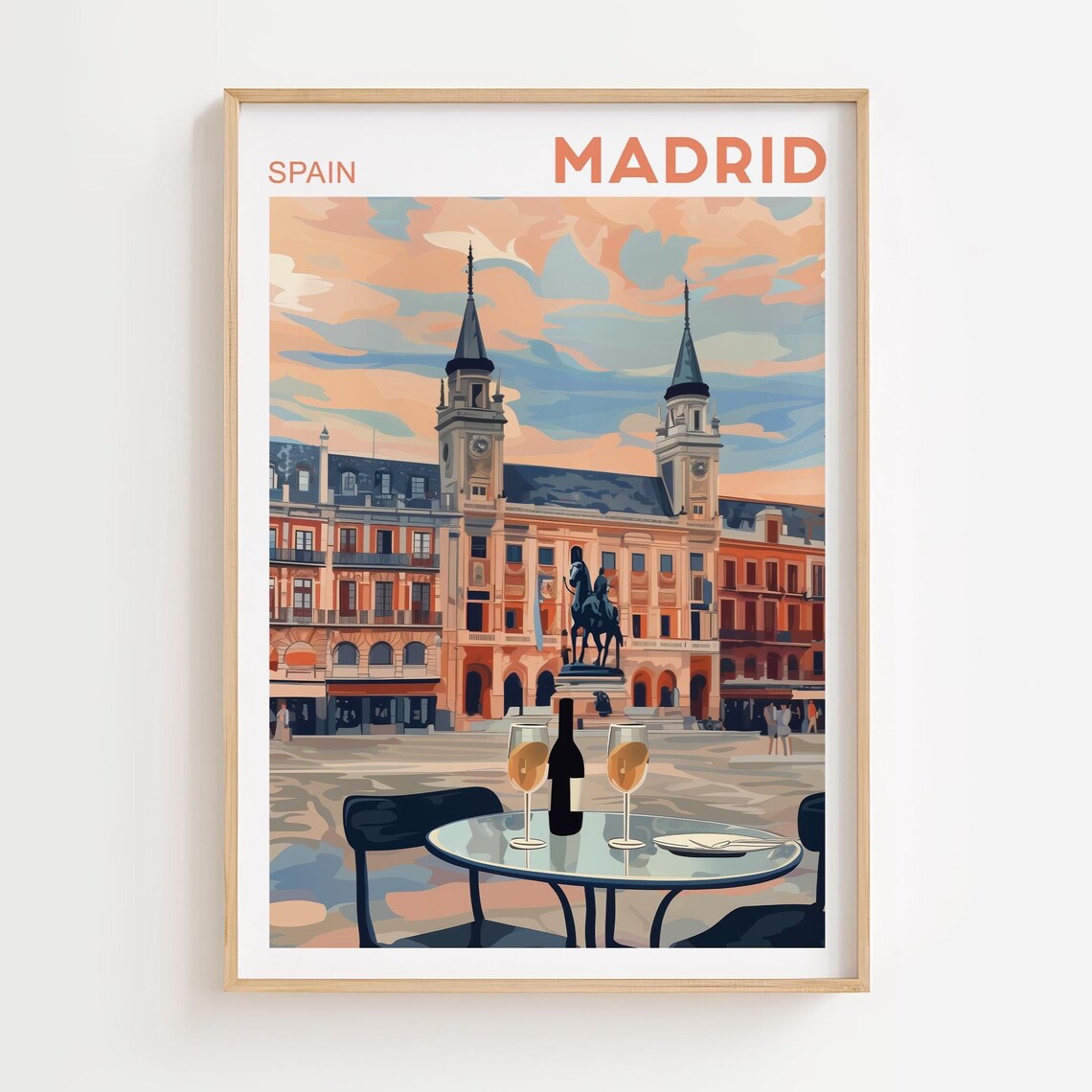 Madrid Plaza Mayor Watercolor Cityscape Art Print