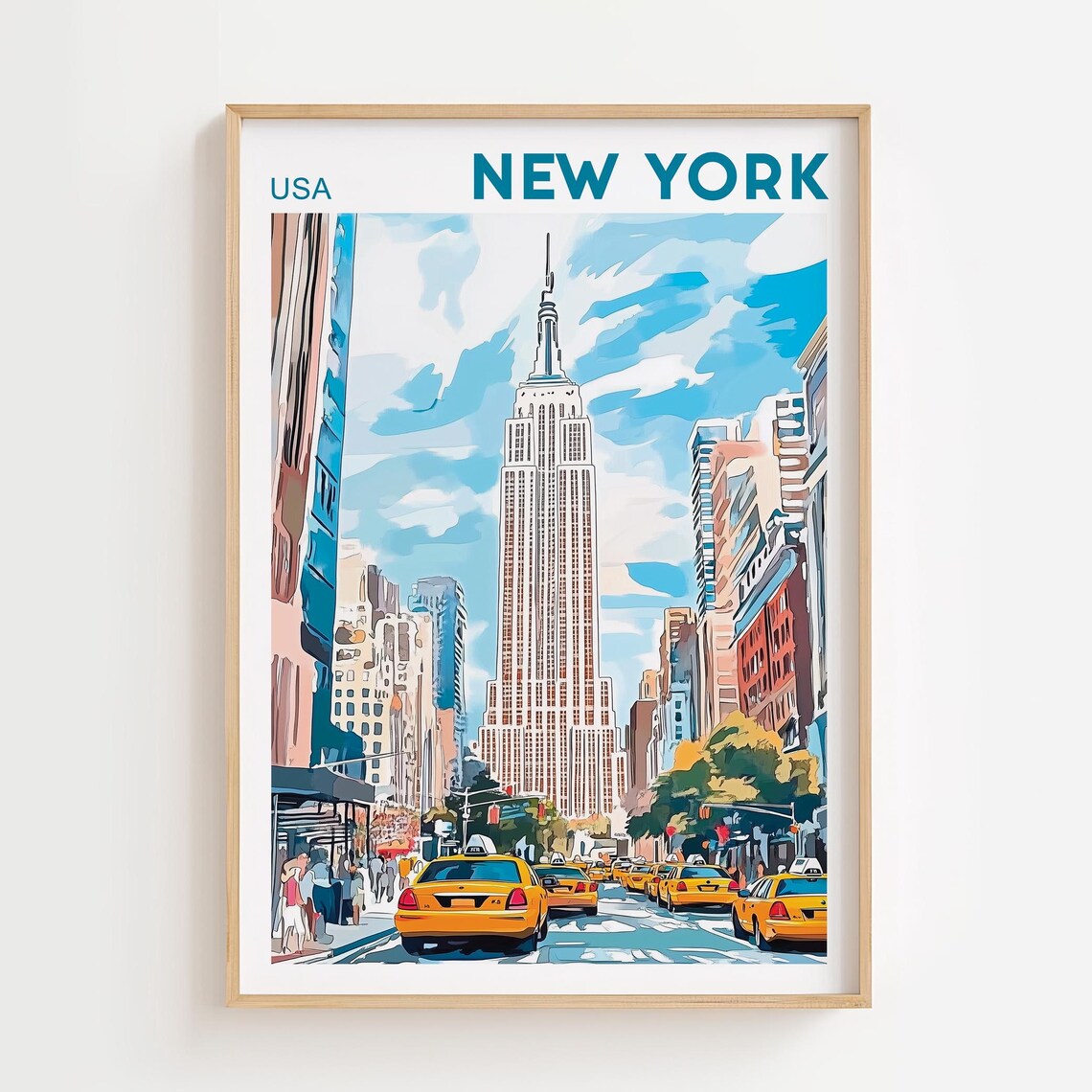 New York Retro Travel Poster, Brooklyn Bridge