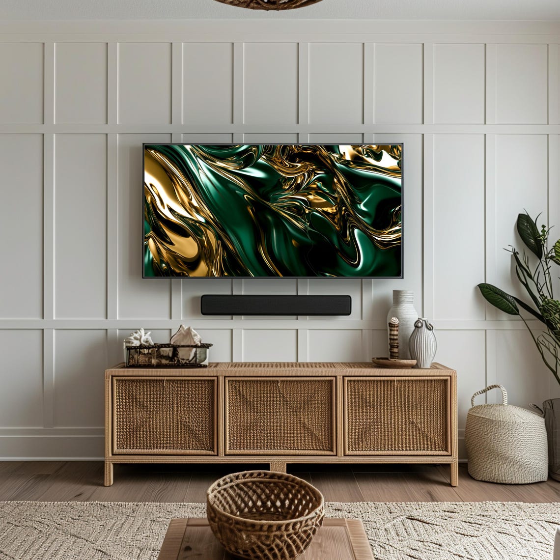Gold Green Liquid Marble Metallic Swirl Luxury Abstract Art Poster - Image 3