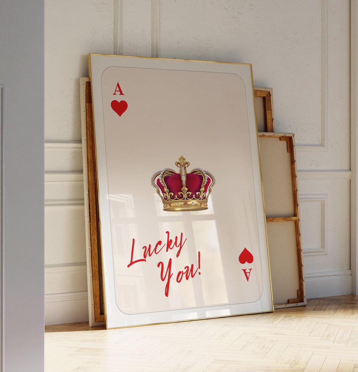 Ace of Hearts Lucky You Gold Crown Retro Playing Card Art Poster - Image 3