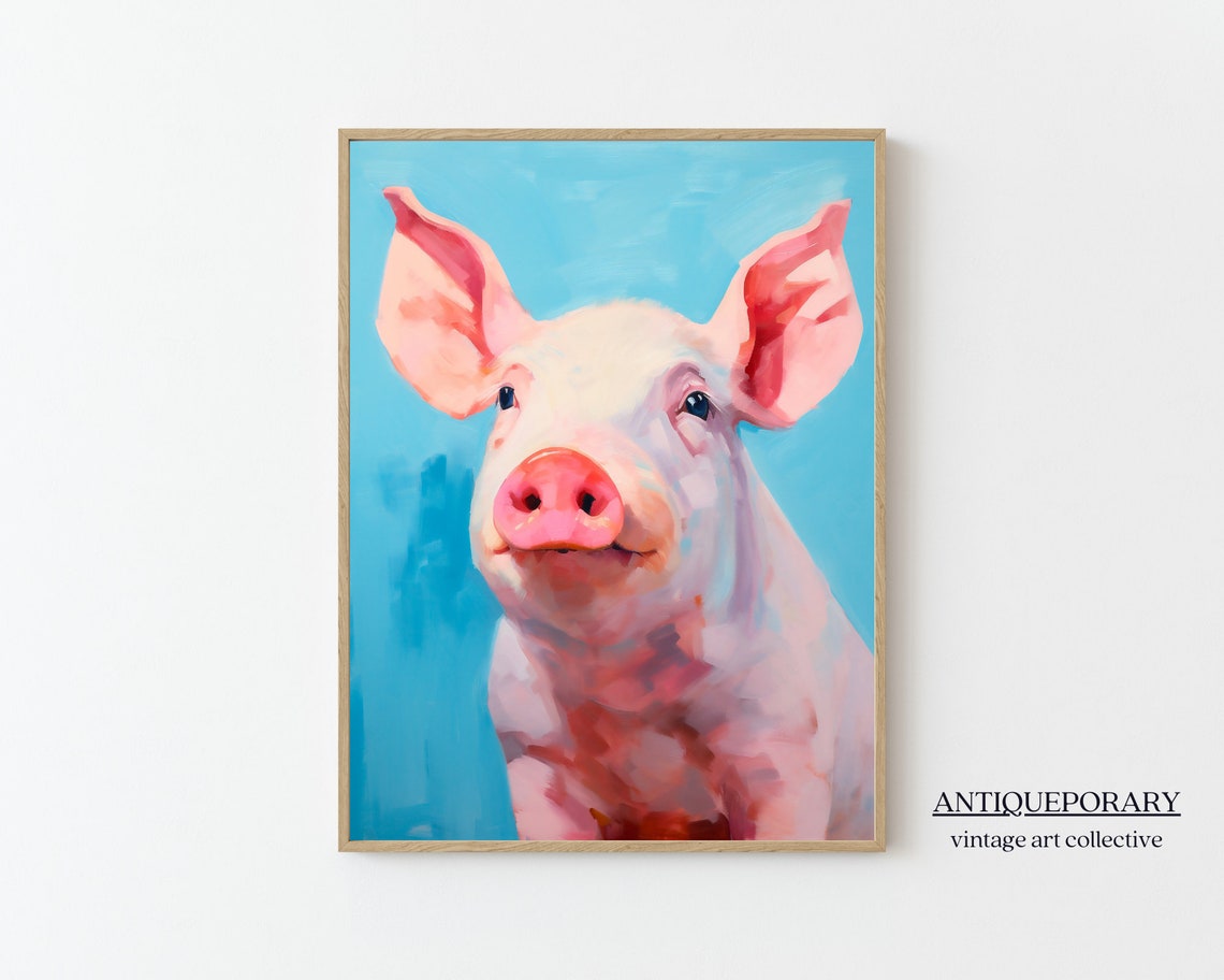 Abstract Pig Painting Pig Art Piglet Painting Pig Decor Farm Animals Farm Animal Paintings Pig Abstract Paint Colorful Animal Print