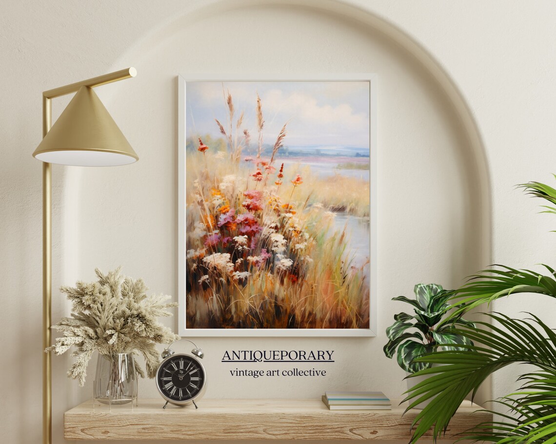 Tall Wildflowers and Grasses by Lakeshore Soft Vintage Poster - Image 7