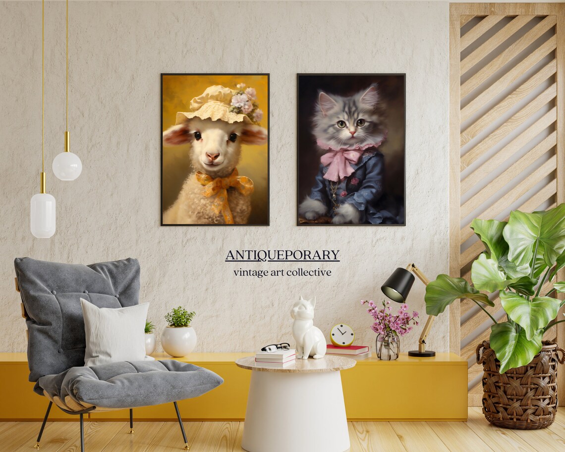 Baby Lamb Bonnet Flower Hat Gold Bow Victorian Portrait Poster - Image 4