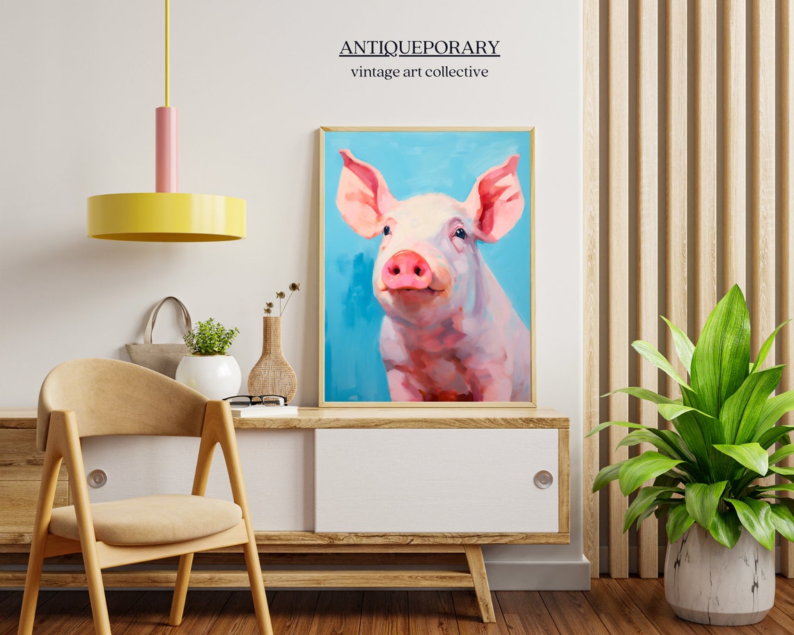 Abstract Pig Painting Pig Art Piglet Painting Pig Decor Farm Animals Farm Animal Paintings Pig Abstract Paint Colorful Animal Print - Image 5