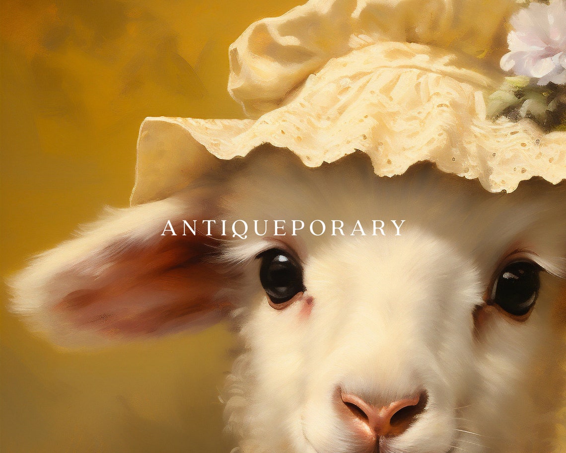 Baby Sheep Vintage Portrait Victorian Animal Portrait Dressed Animal Print Cute Farm Animal Renaissance Animal Art Animal Lover Gift - Image 3
