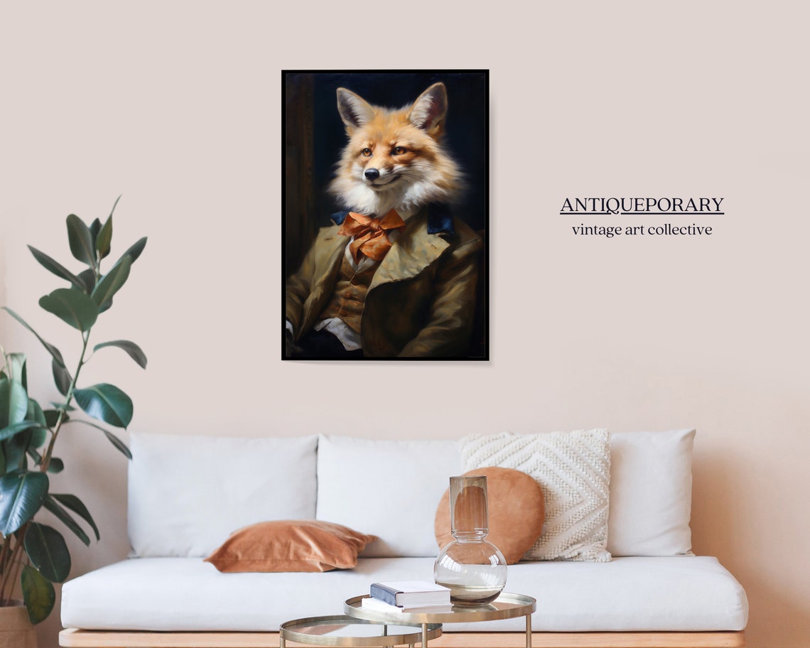 Royal Red Fox Gentleman Portrait Orange Bow Tie Vintage Poster - Image 6