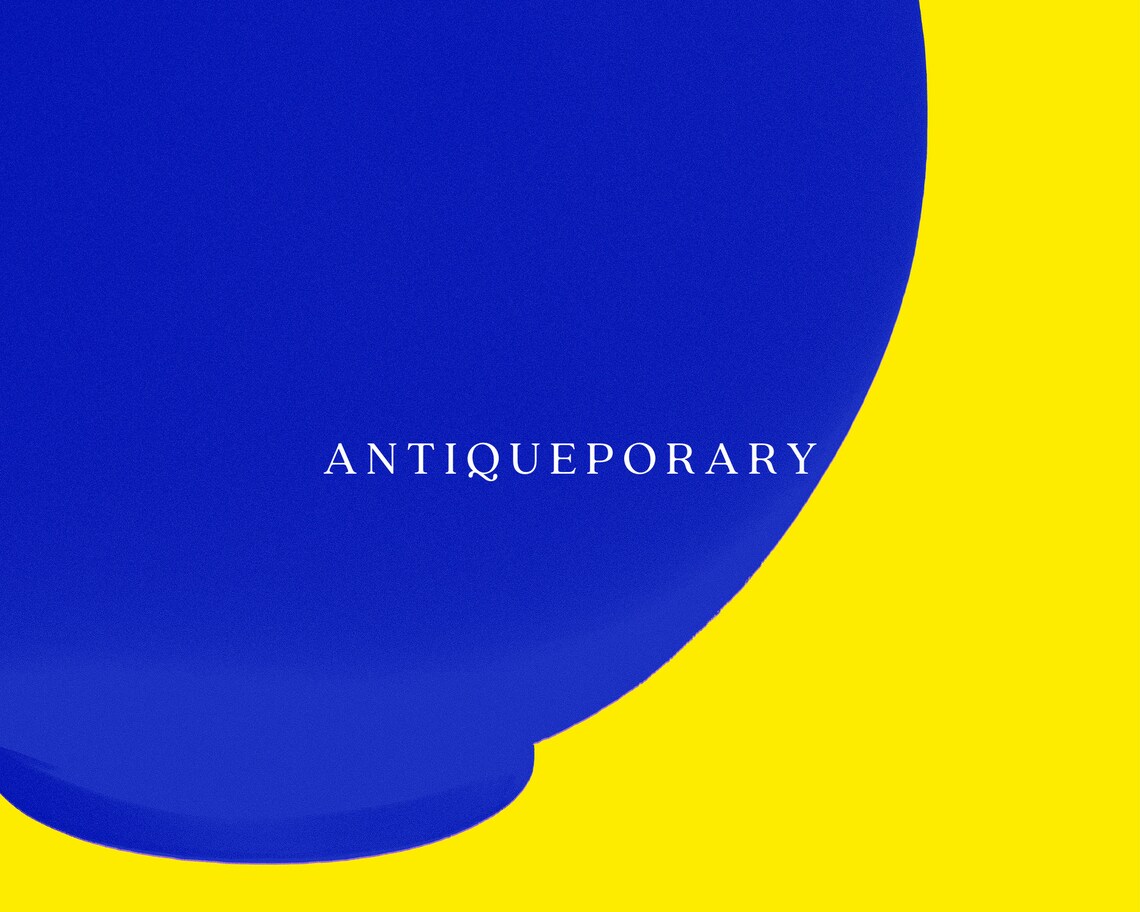 Bold Cobalt Blue Vase Silhouette on Bright Yellow Pop Art Poster - Image 2