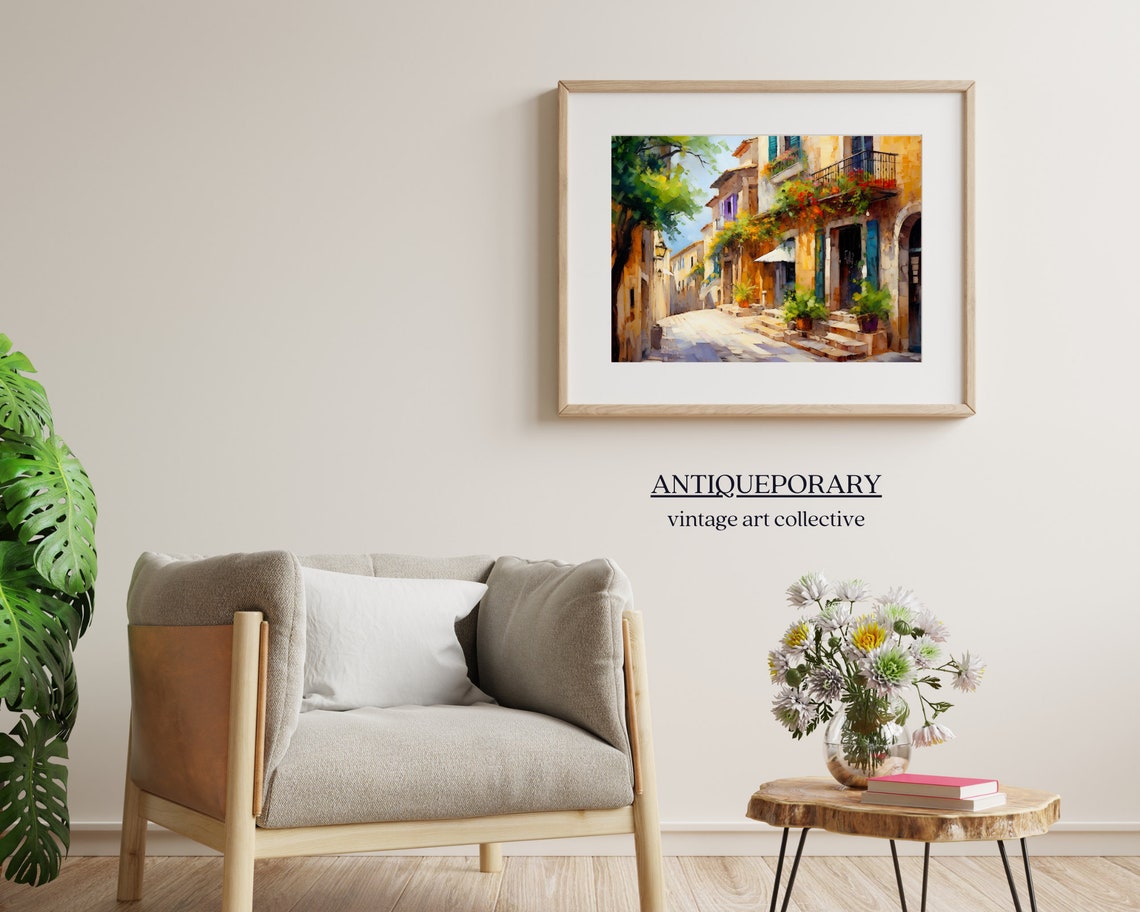 French Cityscape Art Print Vintage Architecture Oil Painting Urban Wall Decor Vintage European Cityscape Painting Wall Art - Image 5