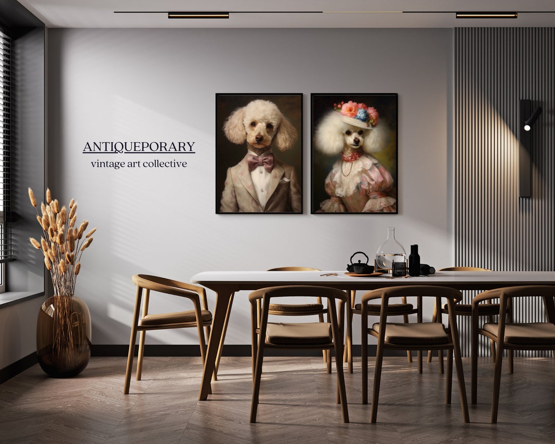 White Poodle Gentleman Royal Portrait Bow Tie Vintage Poster - Image 5