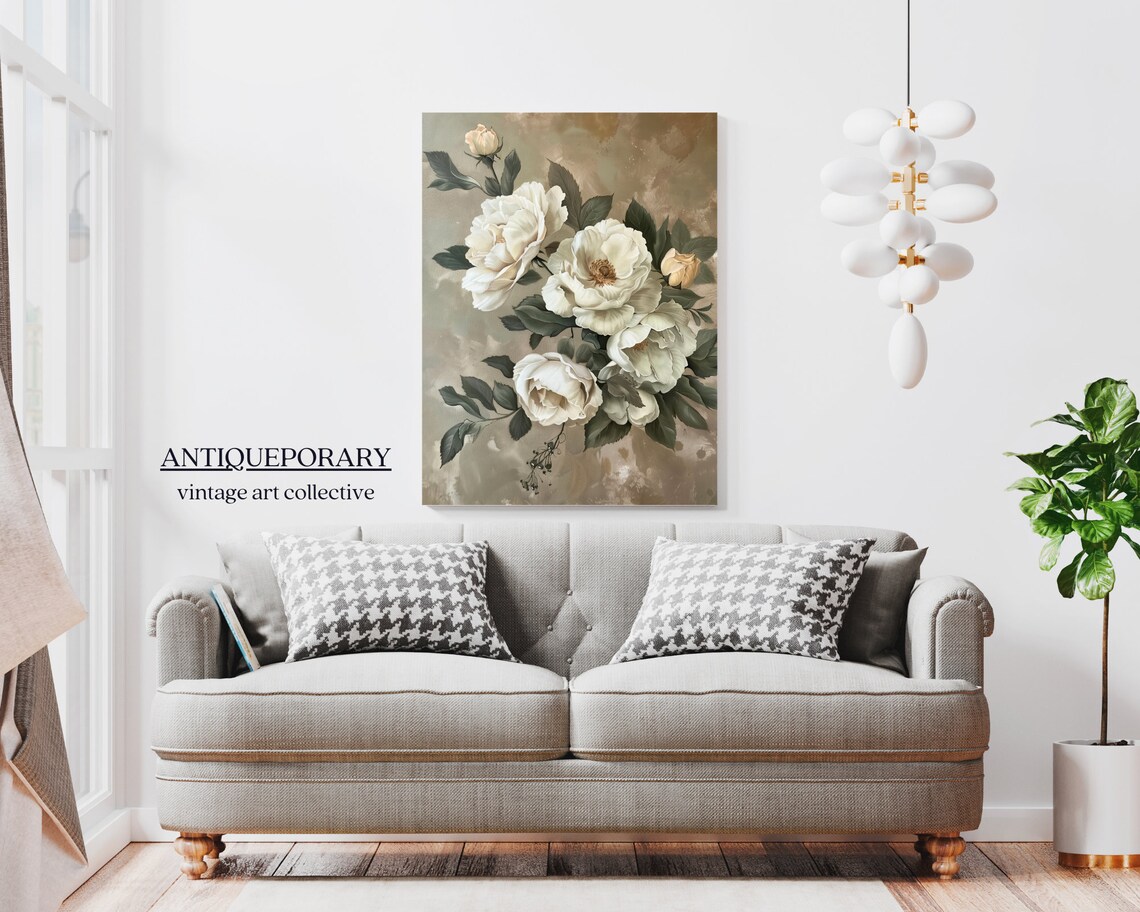 White Roses Vintage Floral Oil Painting Still Life Art Poster - Image 4