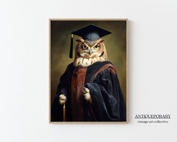 Victorian Animal Portrait Dressed Animal Print Royal Owl Vintage Print Dark Moody Animal Renaissance Poster Animal Lover Gift
