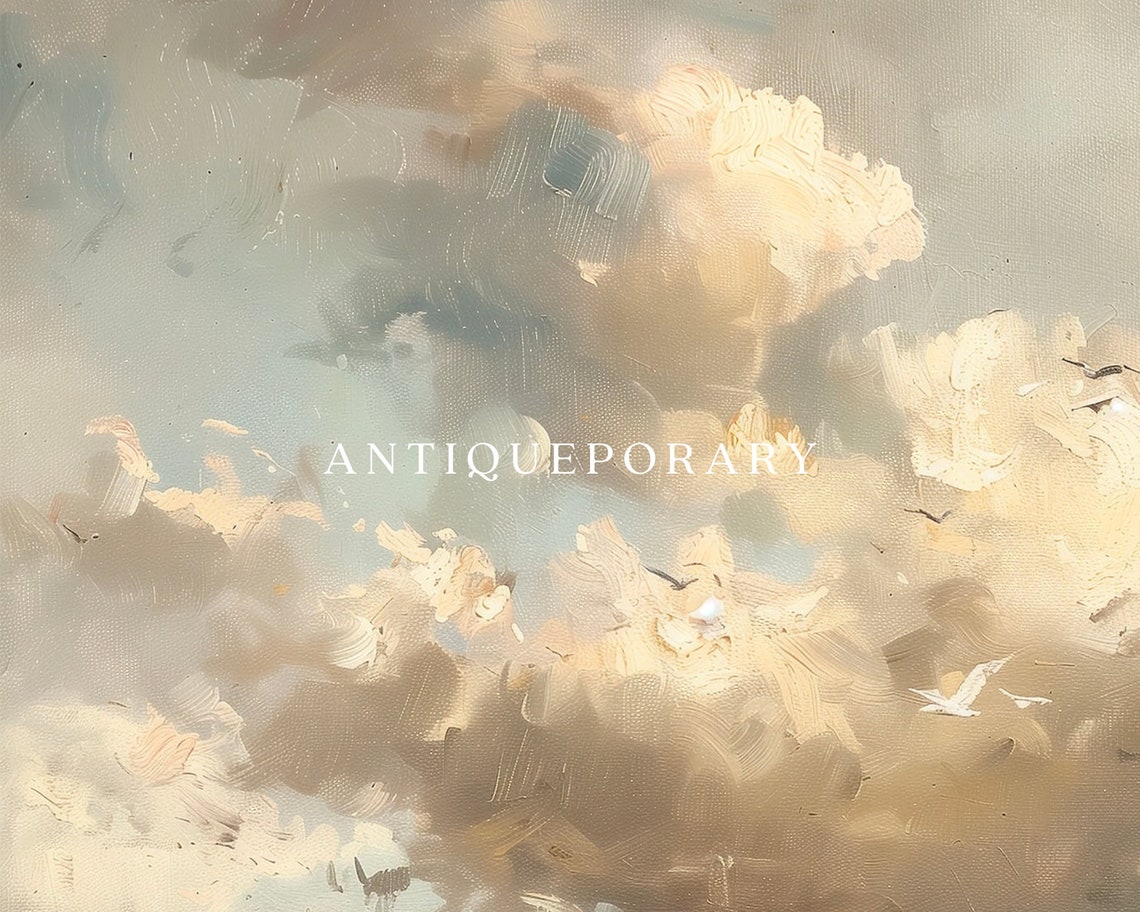 Muted Tonal Plains Cloudy Sky Vintage Landscape Painting Poster - Image 3