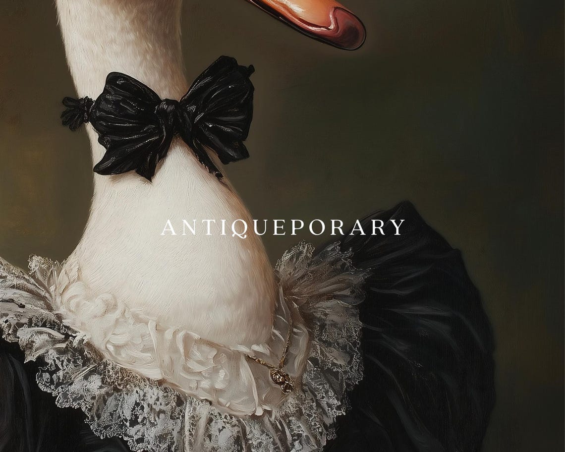 Royal Lady Swan Black Victorian Mourning Dress Portrait Poster - Image 2