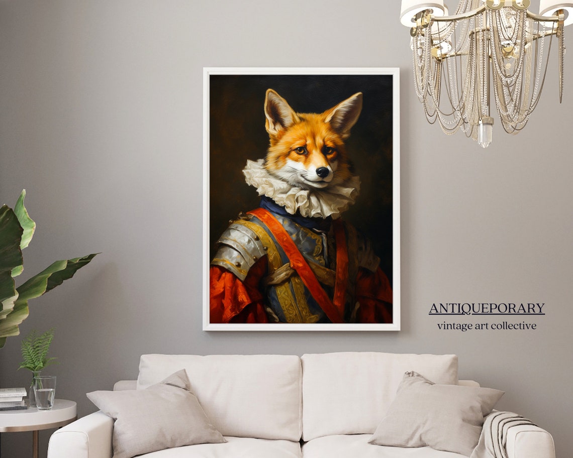 Noble Fox in Renaissance Armor and Ruff Regal Portrait Poster