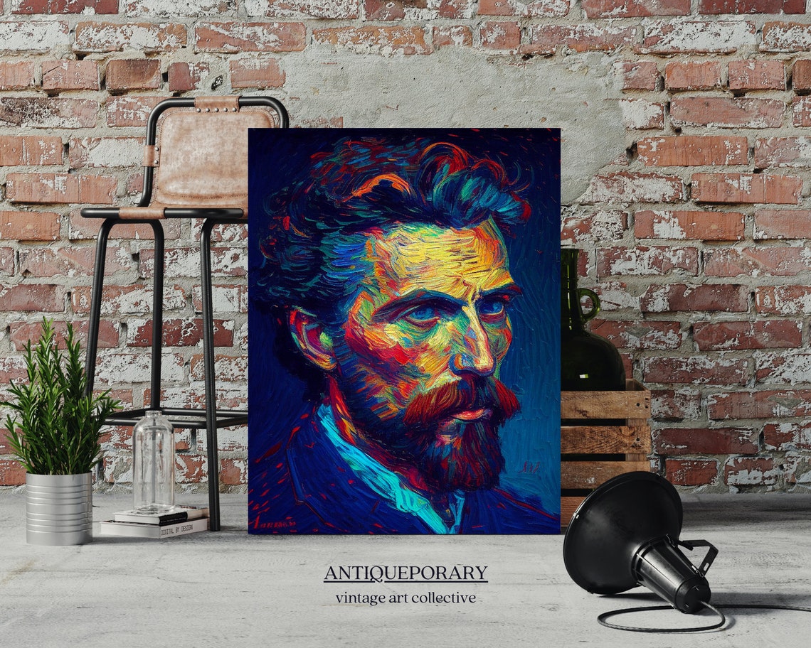 Man Portrait Painting Portrait Oil Paint Moody Portrait Print Dark Oil Painting Decor Hint Prints Dark Academia Decor Fathers Day Gift - Image 4