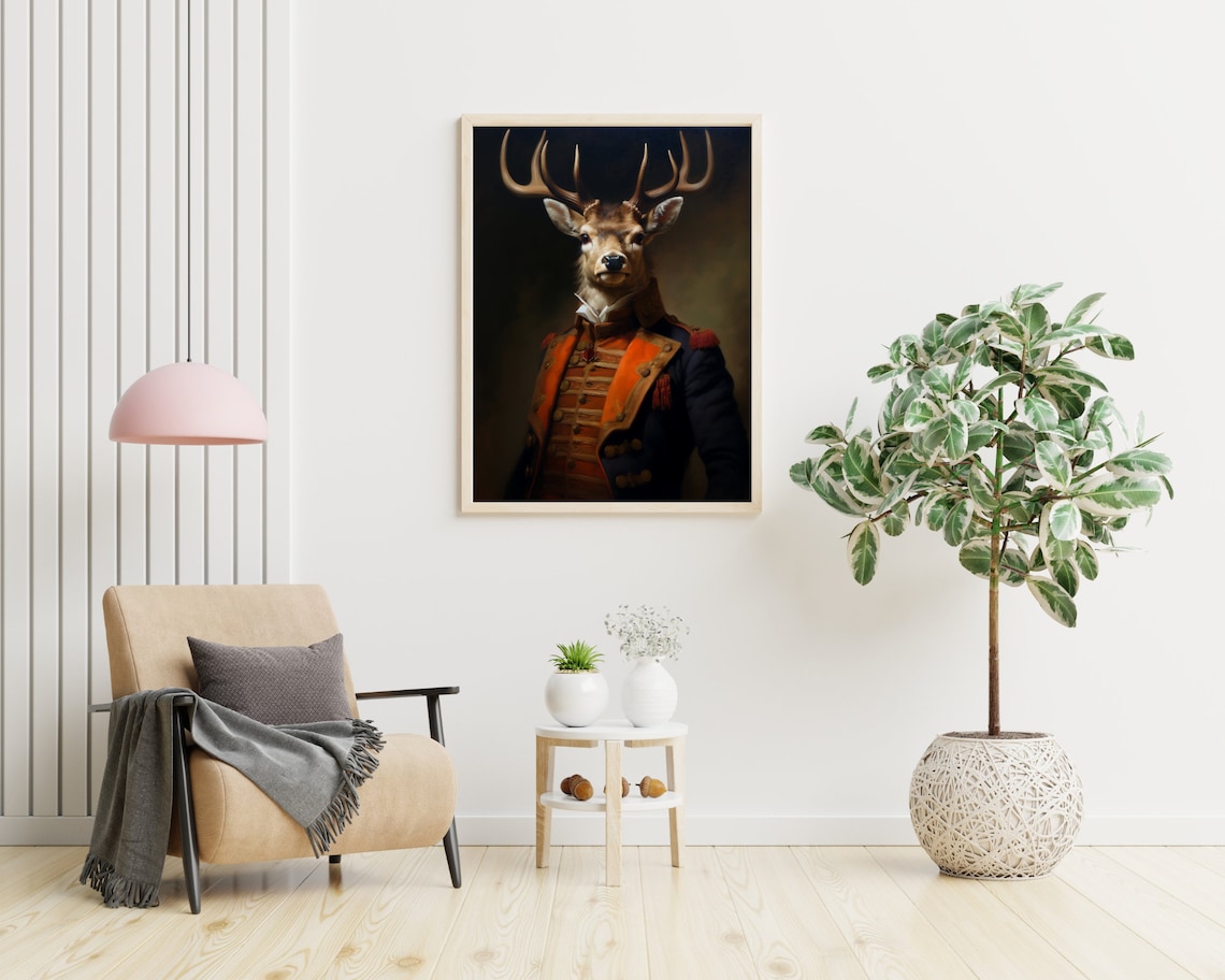 Royal Stag Deer Portrait Military Uniform Vintage Animal Painting Poster - Image 4