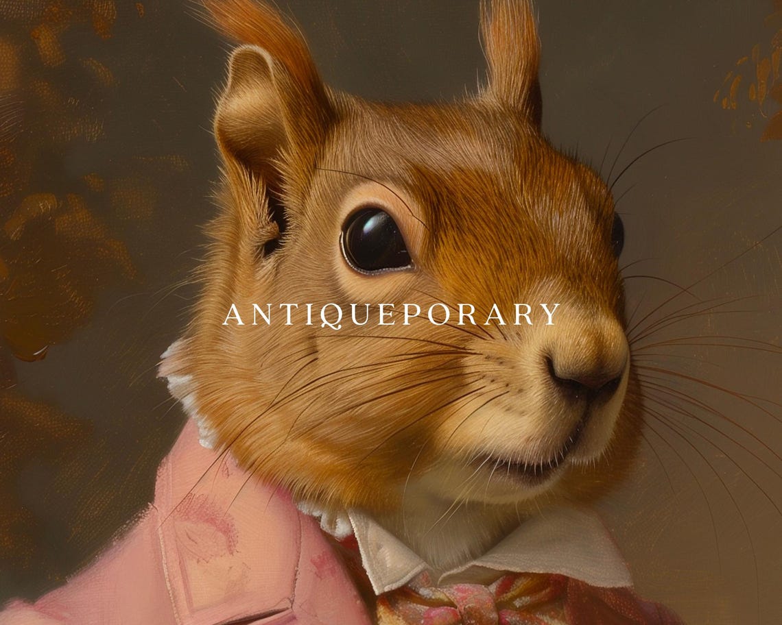 Pink Coat Squirrel Portrait Victorian Gentleman Animal Painting Poster - Image 3