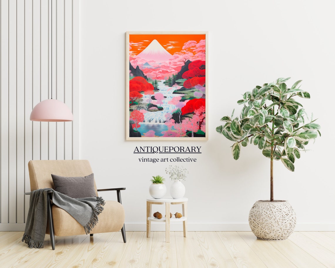 Japanese Landscape Painting Japanese Wall Art Colorful Landscape Poster Japanese Art Asian Wall Art Living Room Decor - Image 6
