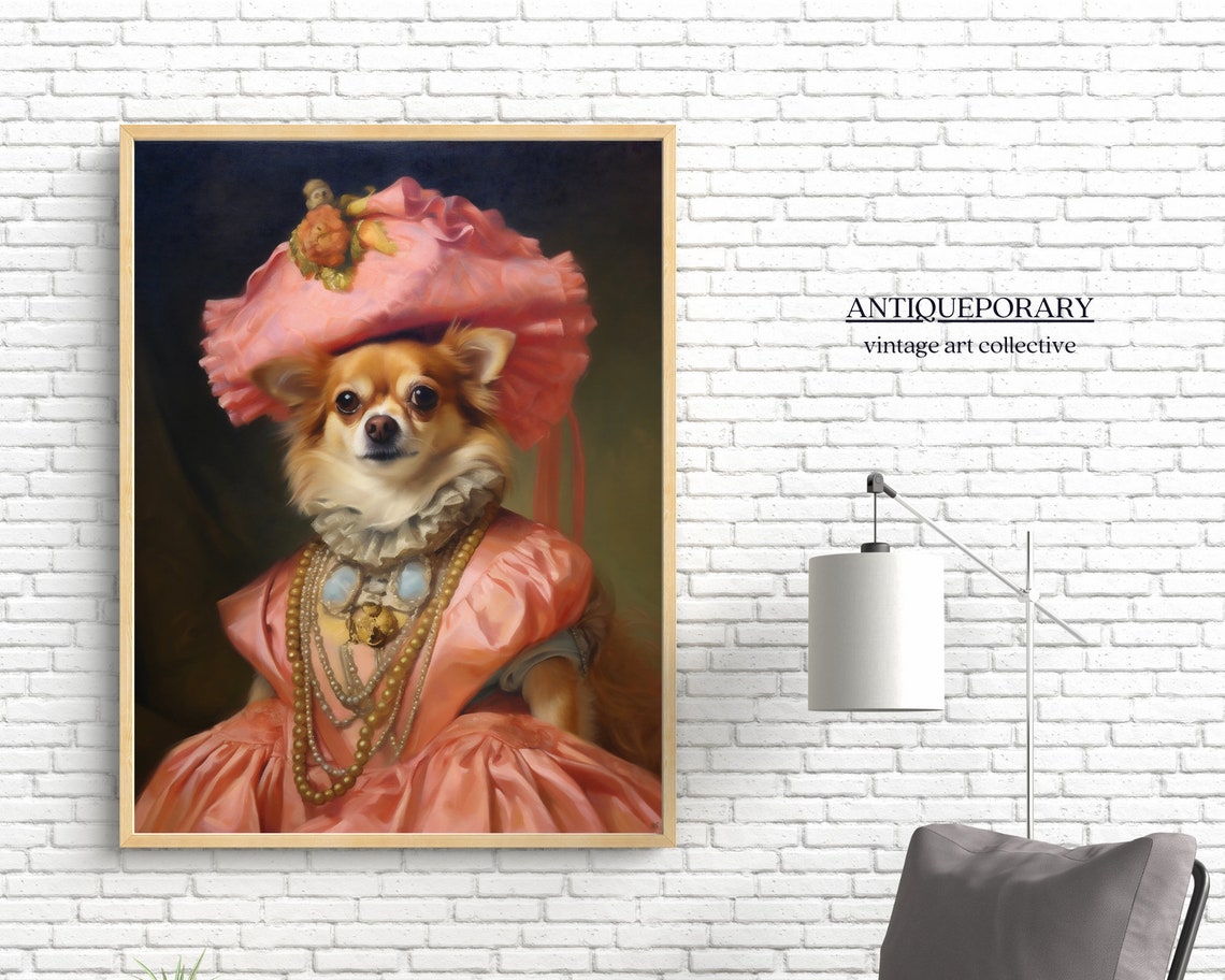 Victorian Animal Portrait Dressed Animal Print Lady Dog Print Renaissance Portrait Vintage Inspired Art Pet Lover Gift Animal Painting - Image 6