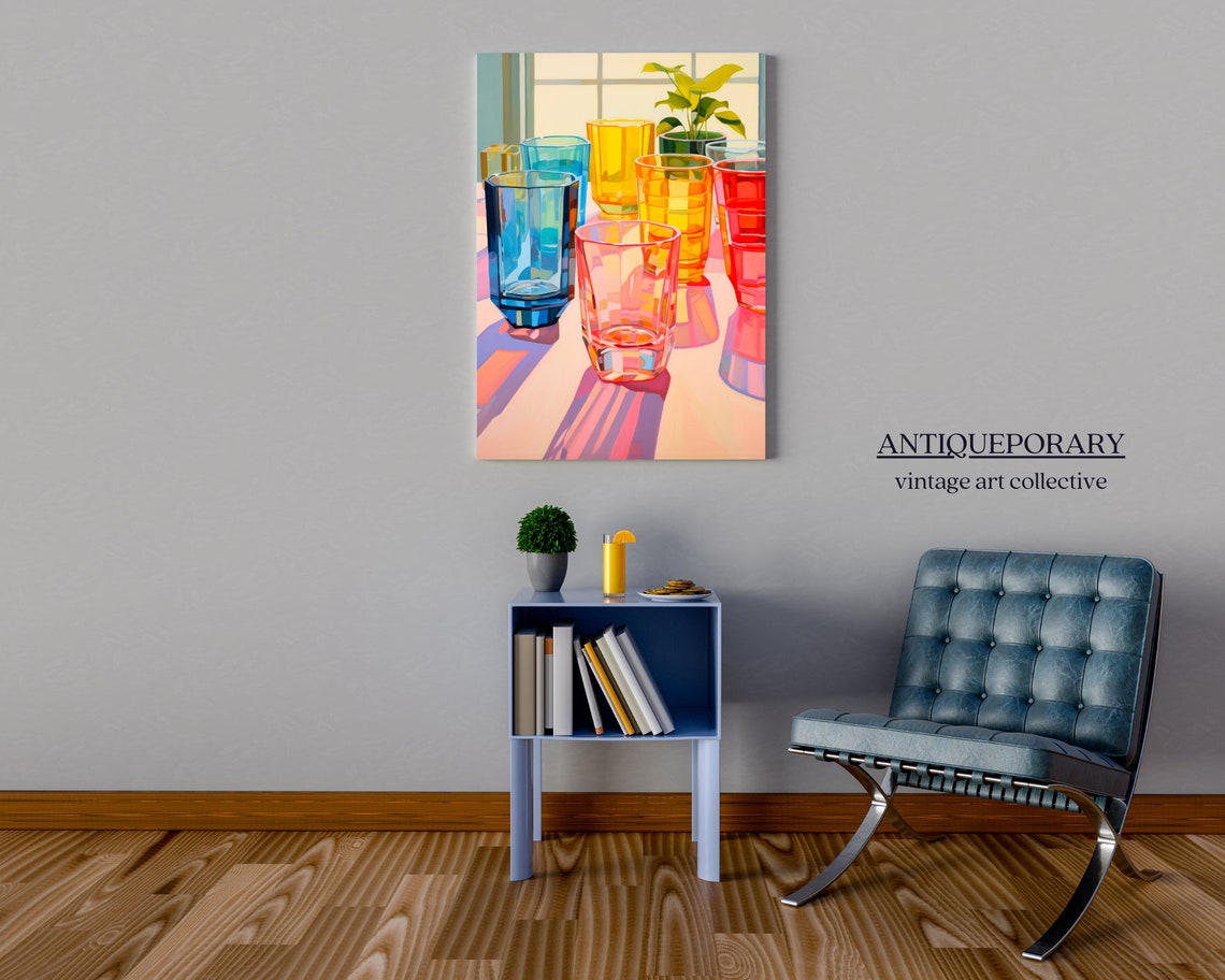 Colorful Glass Cups Sunlight Window Modern Still Life Pop Poster - Image 4