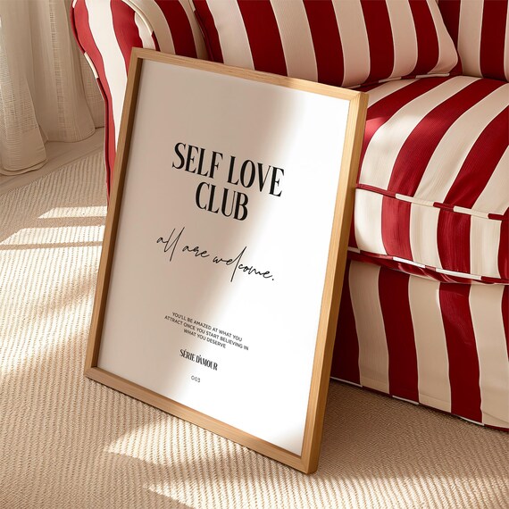 Self Love Club Affirmation Typography Minimalist Gallery Poster