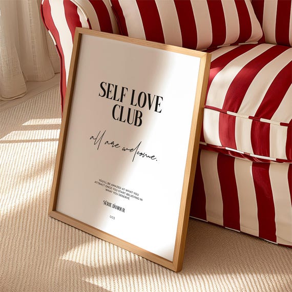 Self Love Club Poster Minimalist Affirmation Gallery Wall Art