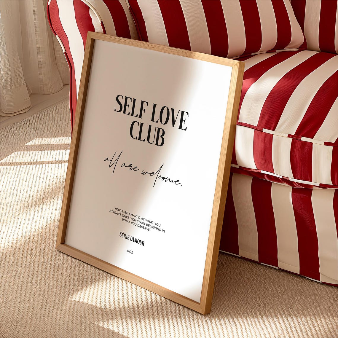 Self Love Club Poster Minimalist Affirmation Gallery Wall Art