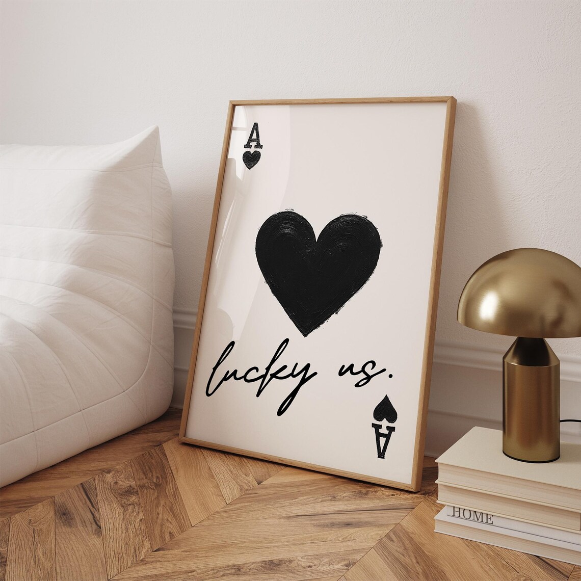 Lucky Us Ace of Hearts Playing Card Minimalist Art Print Decor