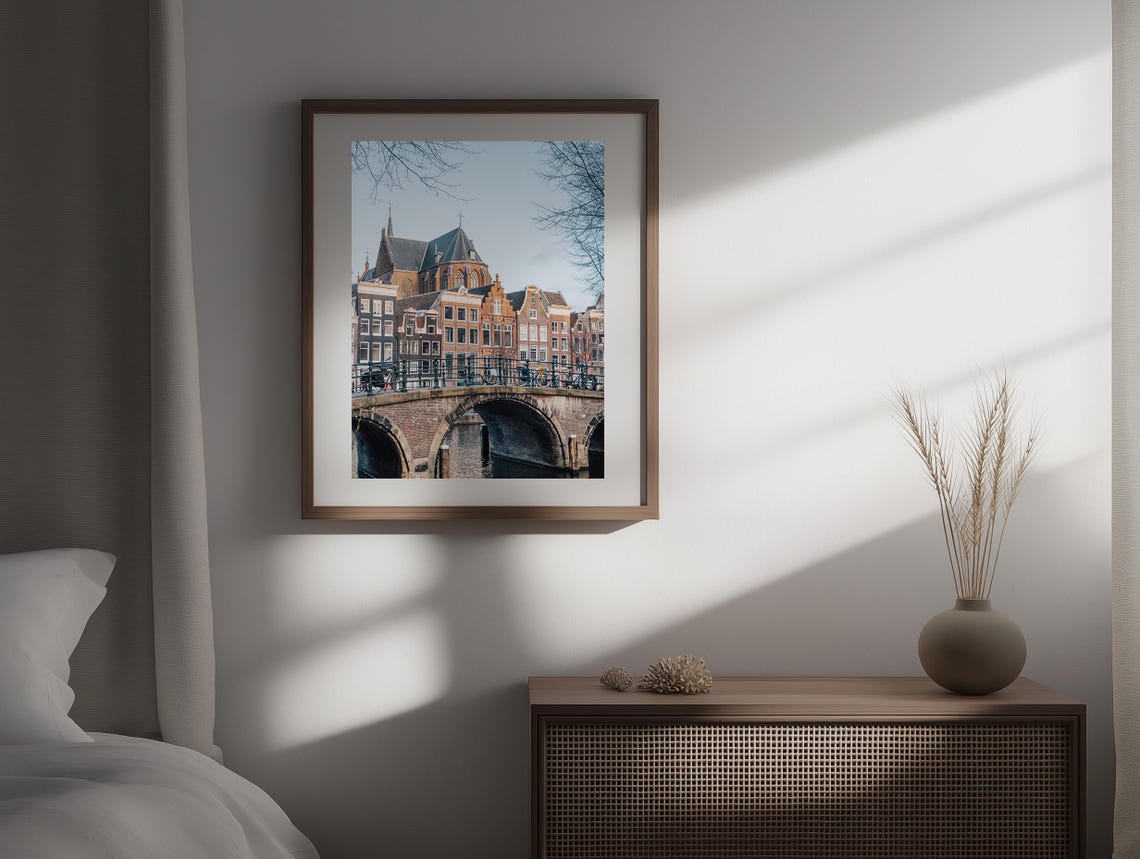 Amsterdam Netherlands Brick Arch Bridge Historic Church Photo Poster - Image 3