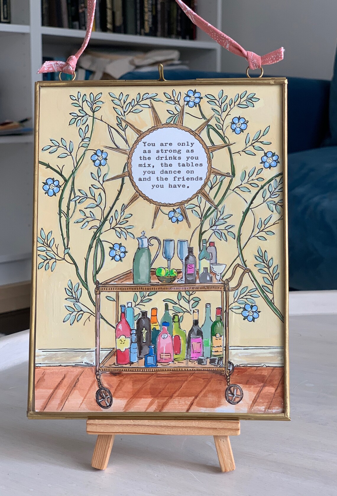 Gouache Drinks Trolley Art Print, Abstract Modern