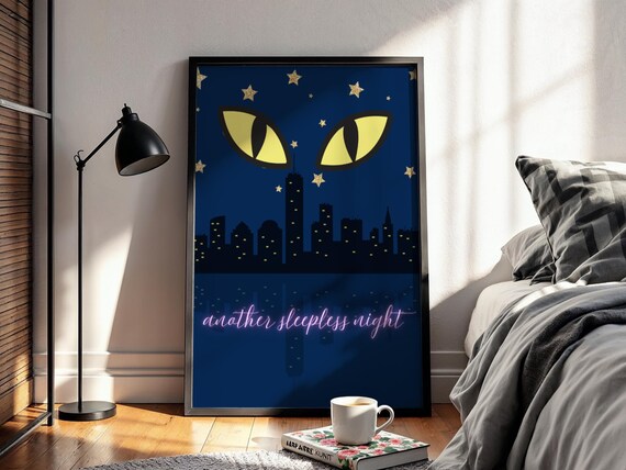 Another Sleepless Night, Cant Sleep Cat Art Print