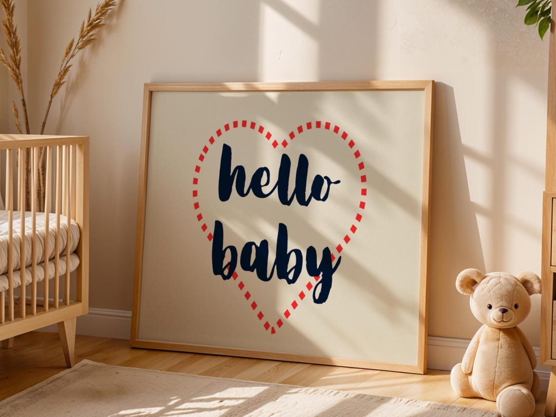 Hello Baby Wall Art Print, Nursery Decor
