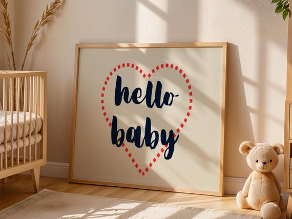 Hello Baby Wall Art Print, Nursery Decor