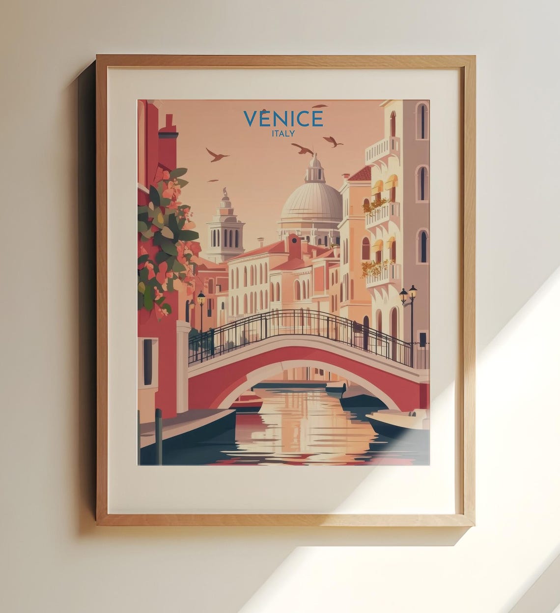 Venice Italy Grand Canal Bridge Sunset Dome Travel Art Poster