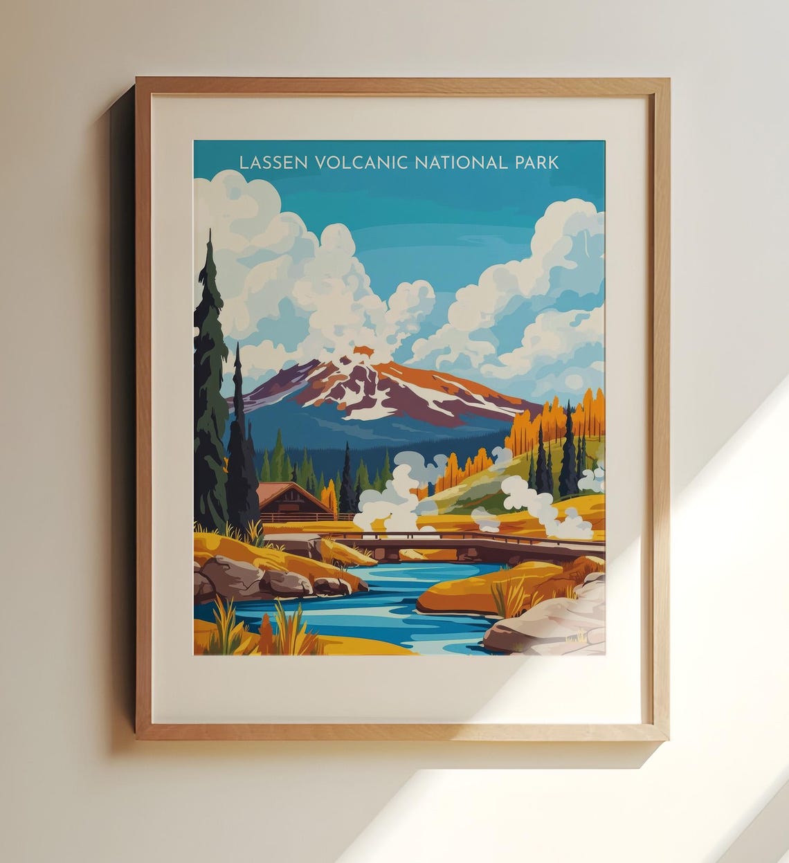 Lassen Volcanic National Park Cabin Geothermal Travel Poster