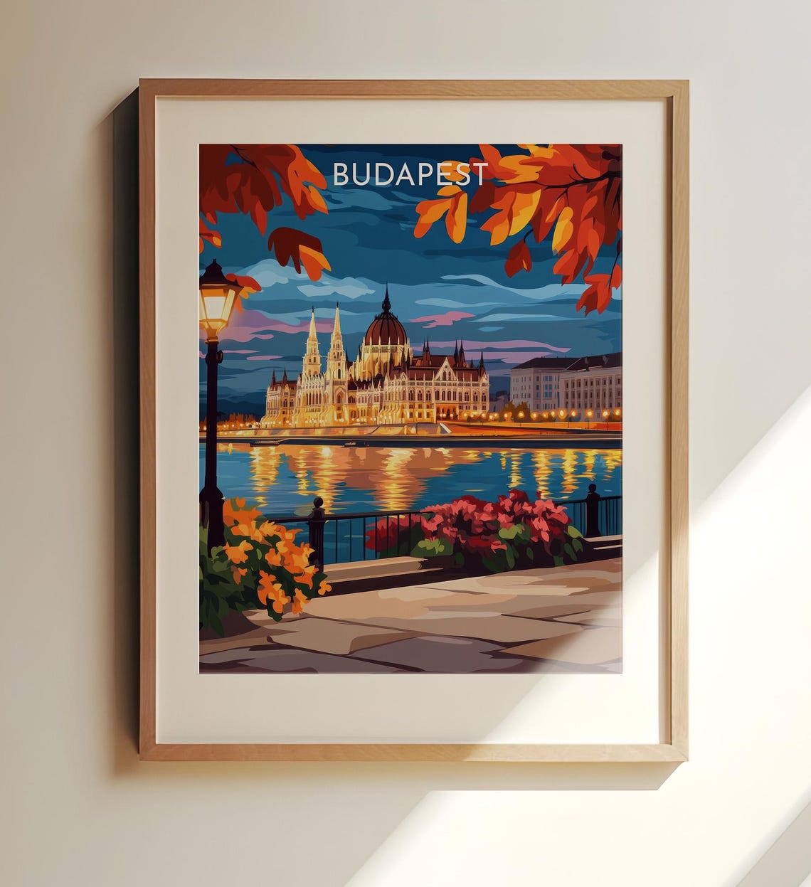 Budapest Parliament Night Danube Reflections Travel Art Poster