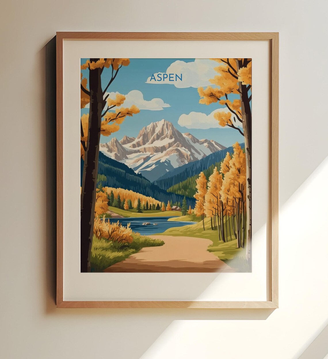 Aspen Autumn Poster Golden Aspen Trees Lake And Snowy Peak View